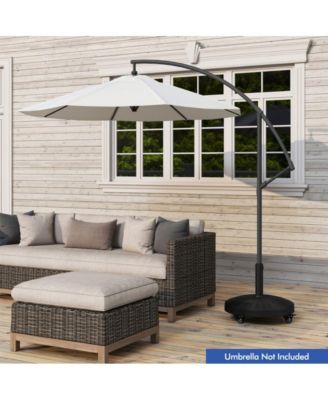 50 LBS Patio Wicker Style Resin Umbrella Base Stand Heavy Duty with Wheels