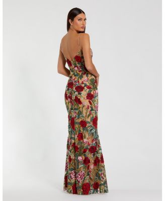 Women's Floral Embroidered Off The Shoulder Gown