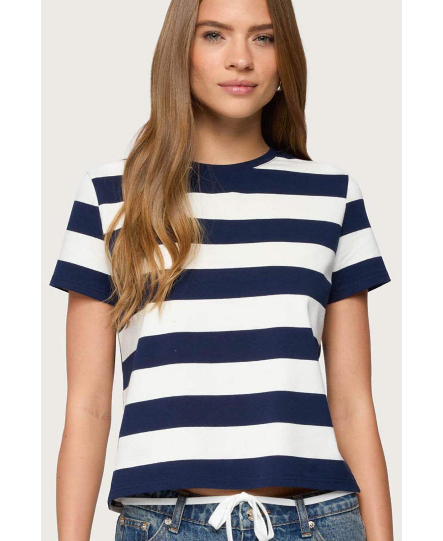 Женская футболка Edikted Valetta Oversized Striped T, цвет: Тёмно-синий белый — фото 1