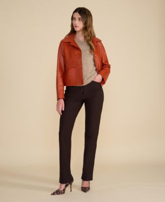 Women's Cropped Leather Jacket, Created for Macy's