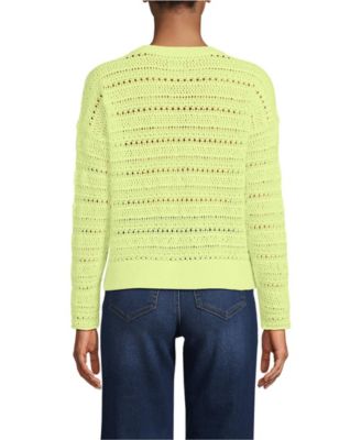 Women's Cotton Blend Pointelle Crew Neck Sweater