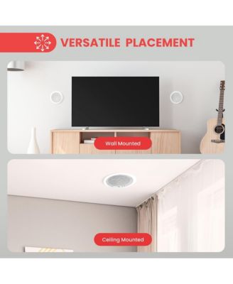 Two Way Stereo Sound Speaker - Dual Professional Audio Speakers System - In Wall / In Ceiling White Mount Flush