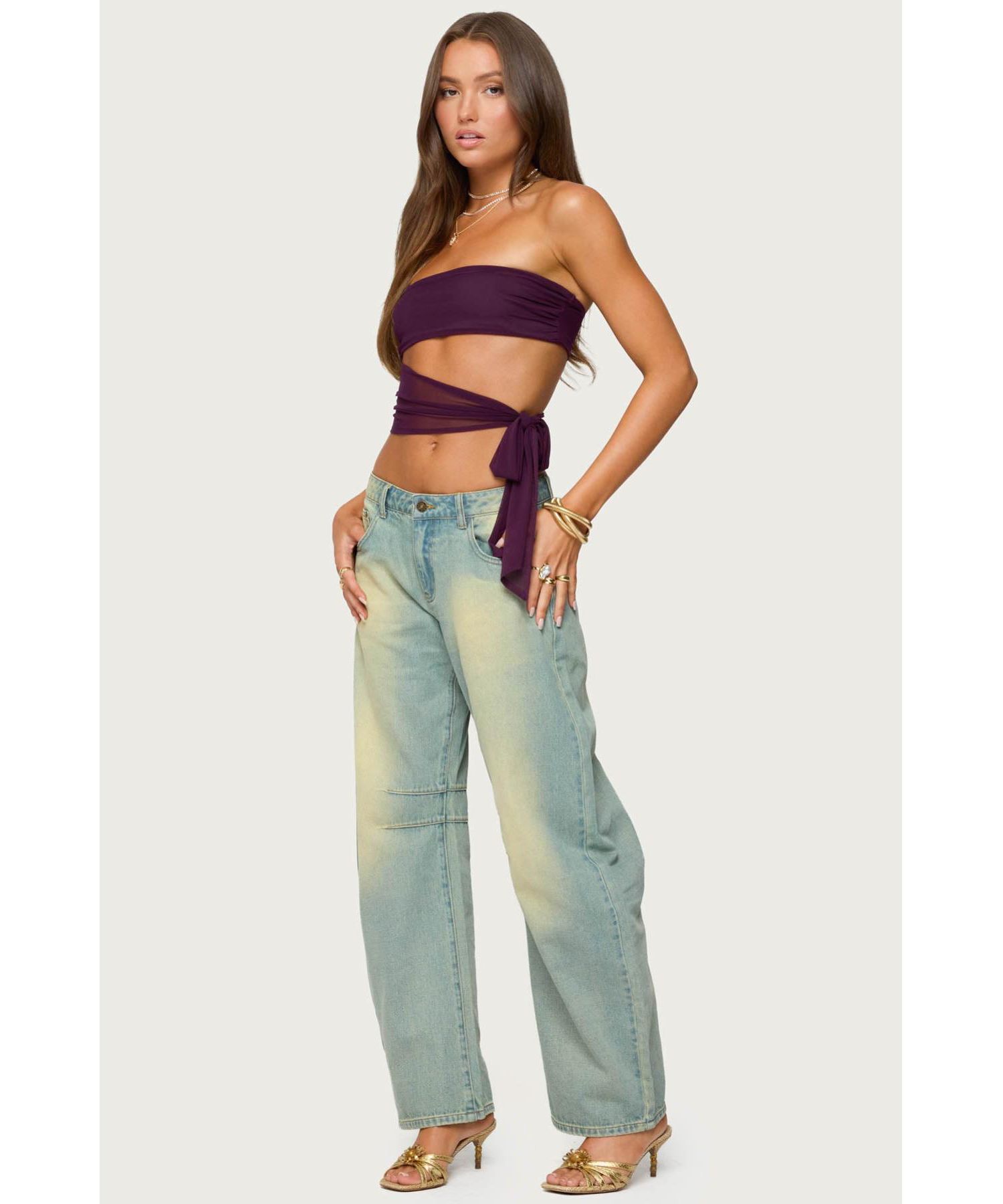 Women's Amaro Strapless Side Tie Cut Out Top