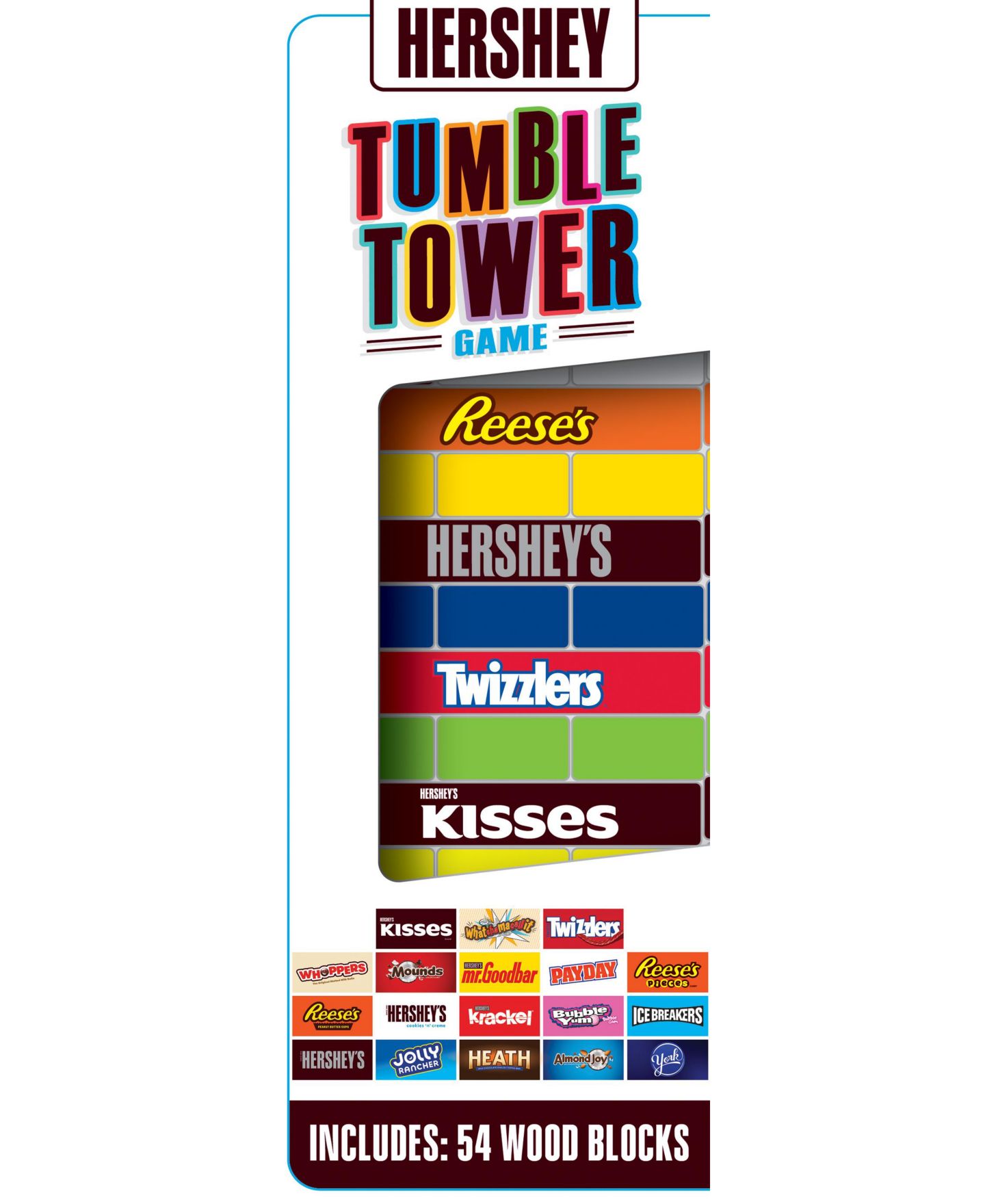 Детские настольные игры MasterPieces Puzzles Hershey Tumble Tower 54 Piece Board Game, Ages 5-7 — фото 1