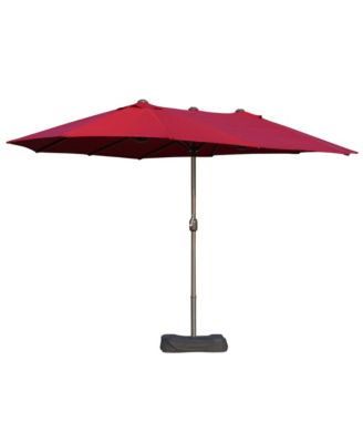 Patio Umbrella 15 Steel Rectangular Outdoor Double Sided Market With Base Sun Protection Easy Crank
