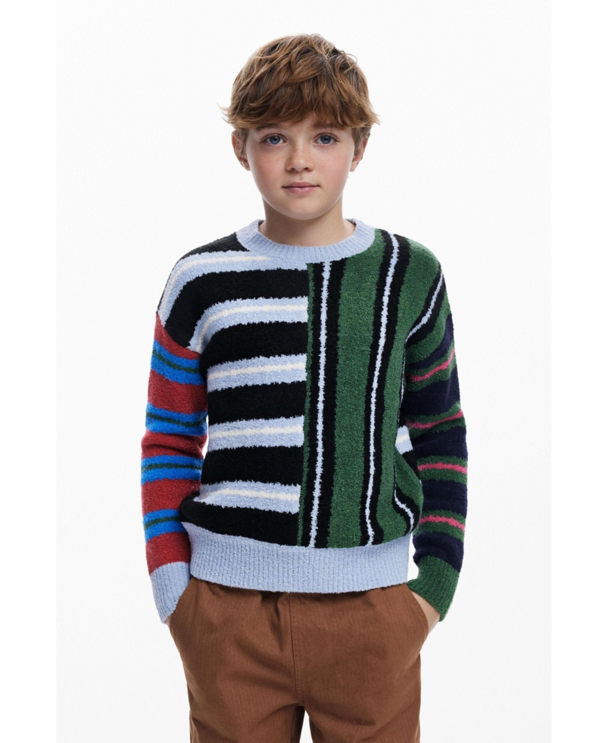 Desigual Boys Boys's Textured Striped Sweater In Multi