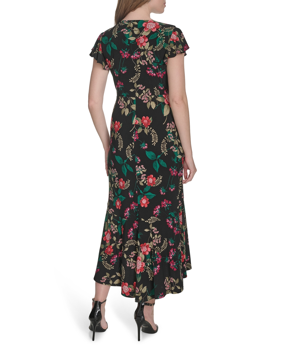 Tommy Hilfiger Women's Jersey Printed Flutter-sleeve Midi Dress