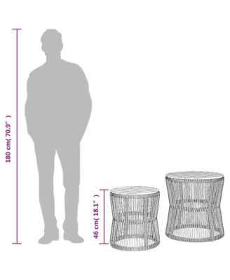 Garden Side Table Black and brown PE rattan 2 pcs Stackable