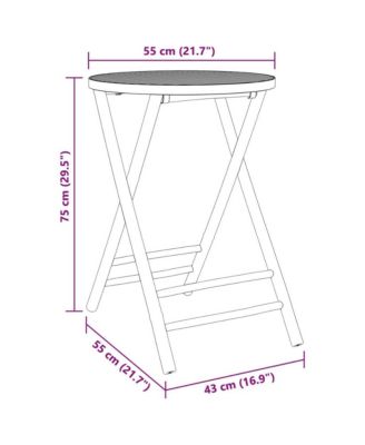 Garden Table Natural Bamboo Medium Foldable Garden Table Round