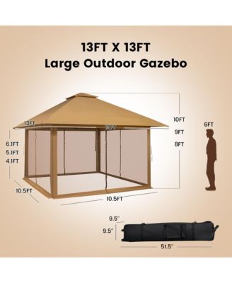 Outdoor Patio 13' x13' Pop Up Canopy Tent UV50+ Adjust Sun Protection w/ Mesh Sidewall