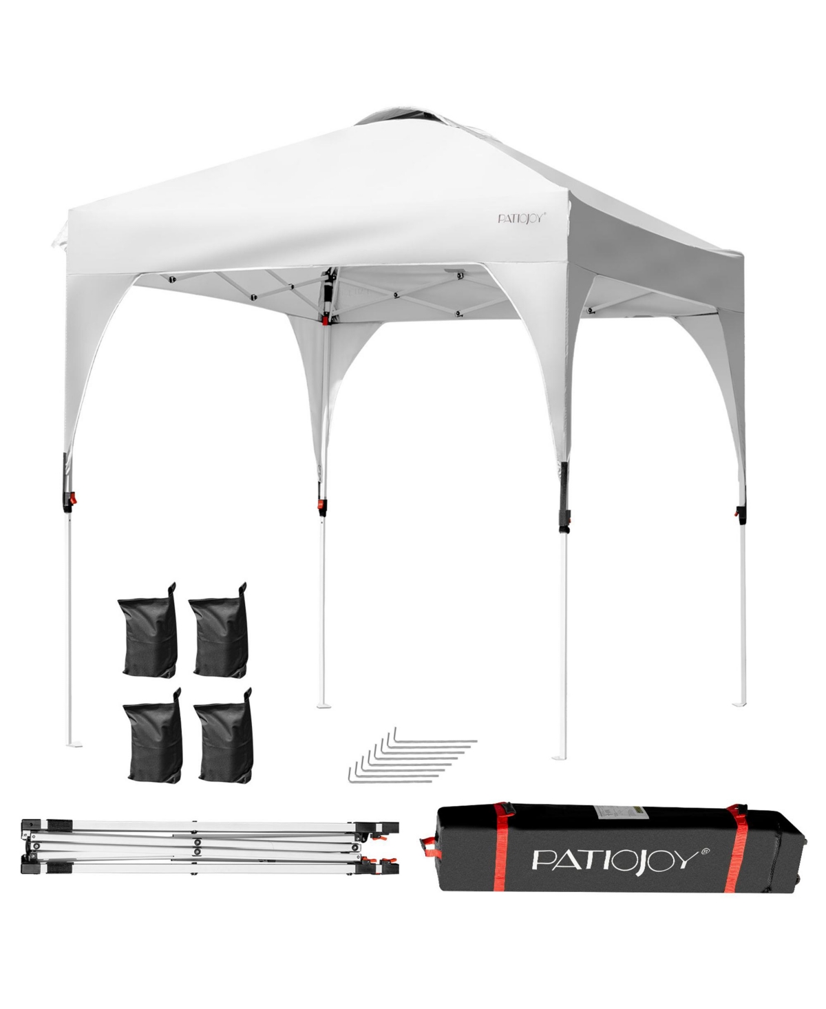 6.6x6.6 Ft Pop up Canopy Tent Shelter Height Adjustable w/ Roller Bag - Grey