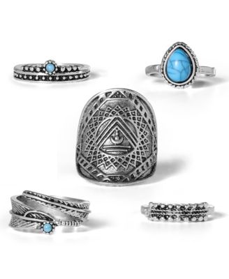 5-Piece Mixed Gold-Tone Dainty Ring Set