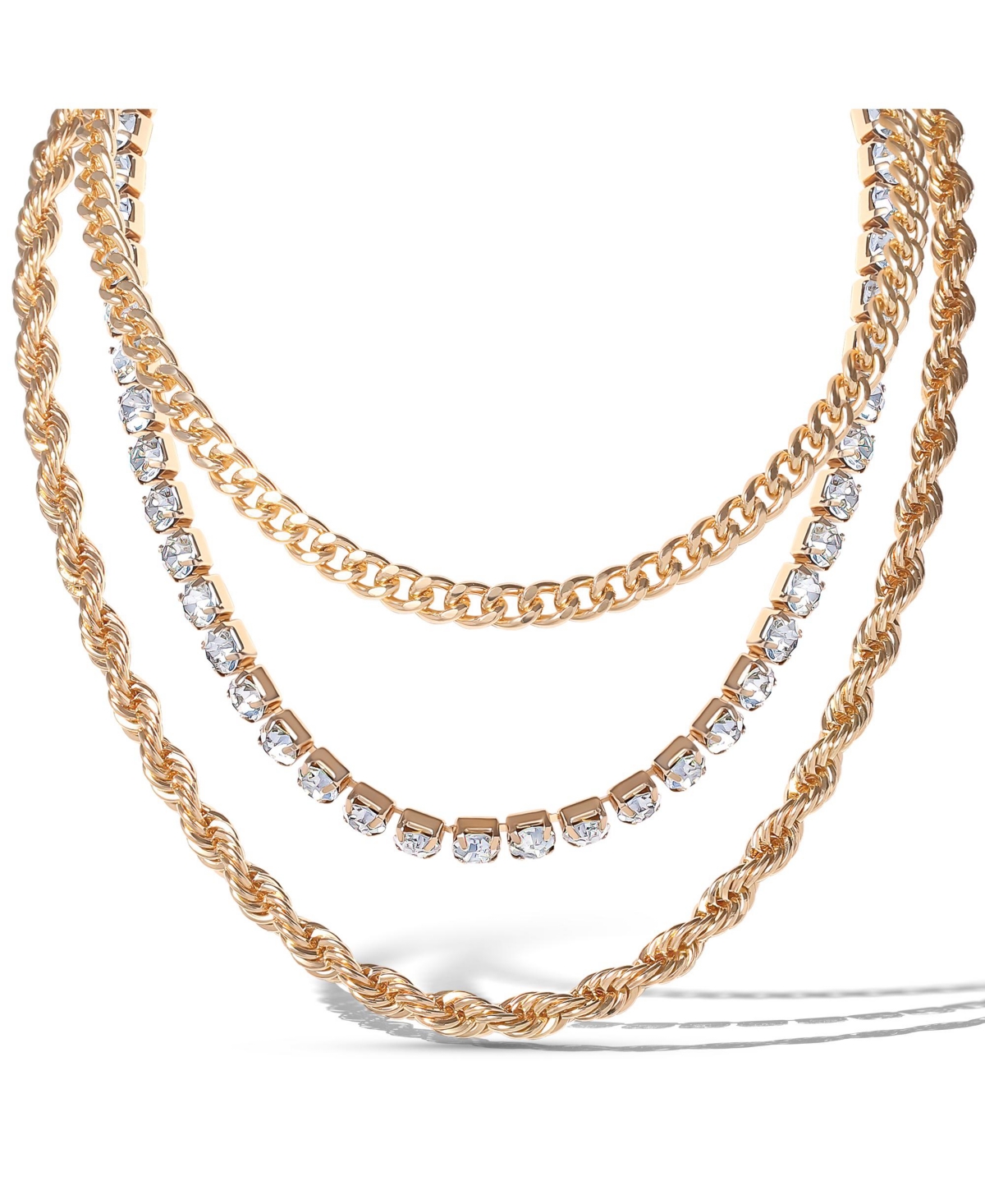 3-Piece Twisted Chain Link Necklace Set - Gold/silver
