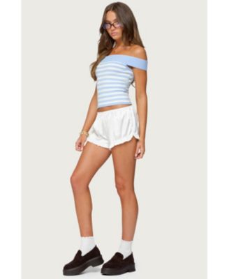 Women's Deni Off Shoulder Striped Knit Top