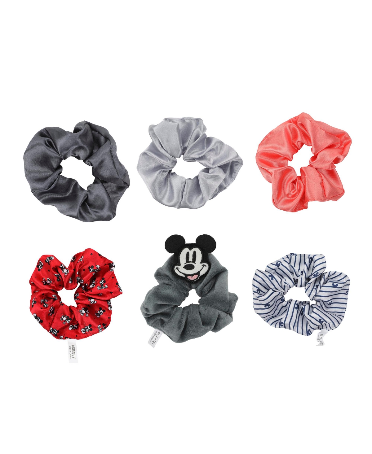 Mickey Mouse Printed Fabric Hair Scrunchies (6-Piece Set) - Disney mickey mouse printed