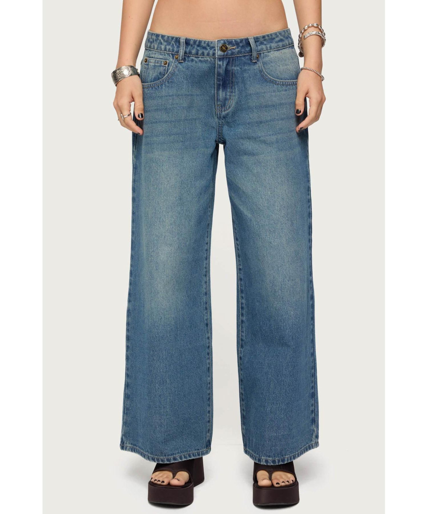 Womens Vyxen Vintage Washed Low Rise Jeans