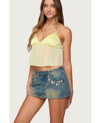 Womens Krisa Sheer Chiffon Babydoll Top