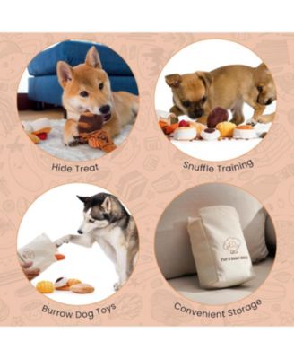 10 PCS Bread Dog Toy Set with a Grocery Bag,Christmas gift, Crinkle Squeaky Plush Puppy Toys