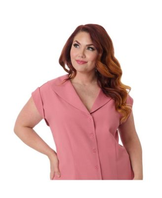 Plus Size 1960s Twill Sleeveless Blouse