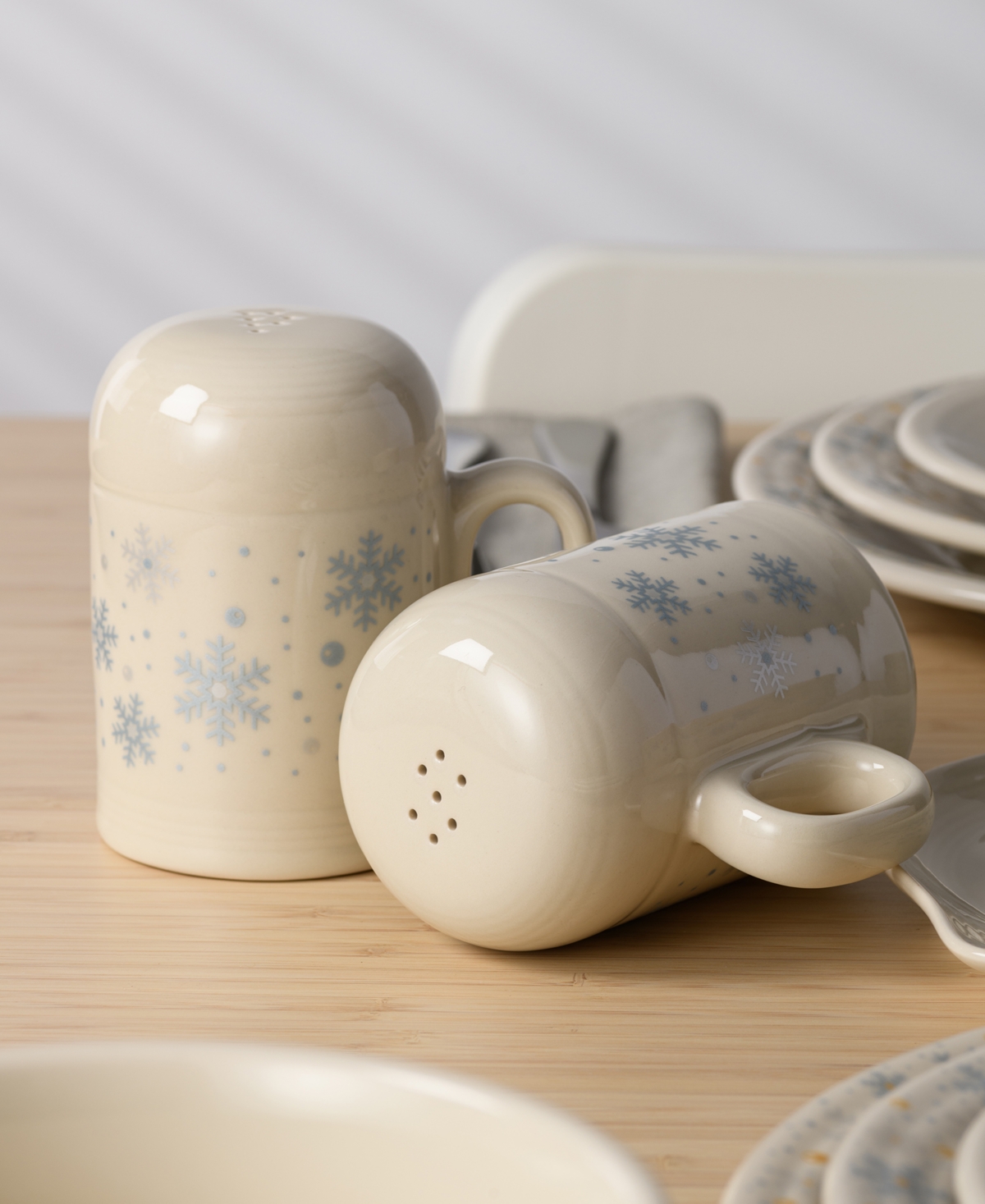 Fiesta Linen Snowflakes Rangetop Large Salt & Pepper Shakers, Exclusively At Macy's In Neutral