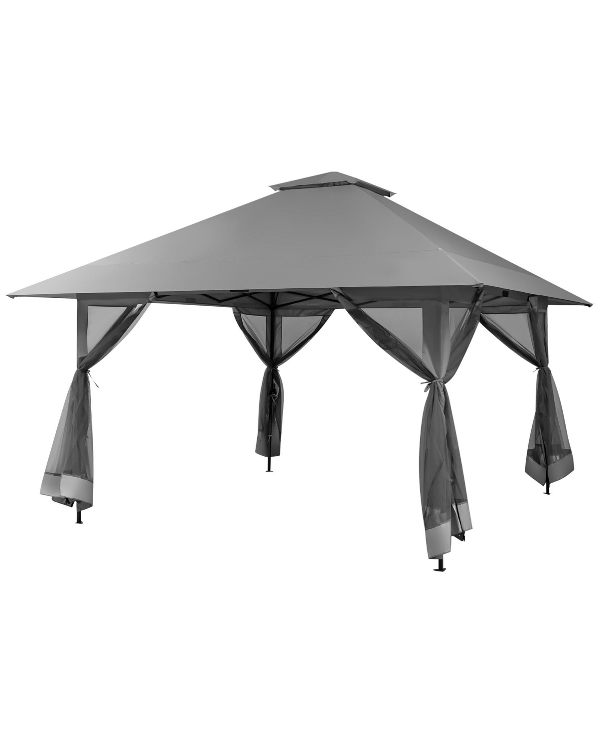 Outdoor Patio 13' x13' Pop Up Canopy Tent UV50+ Adjust Sun Protection w/ Mesh Sidewall - Grey