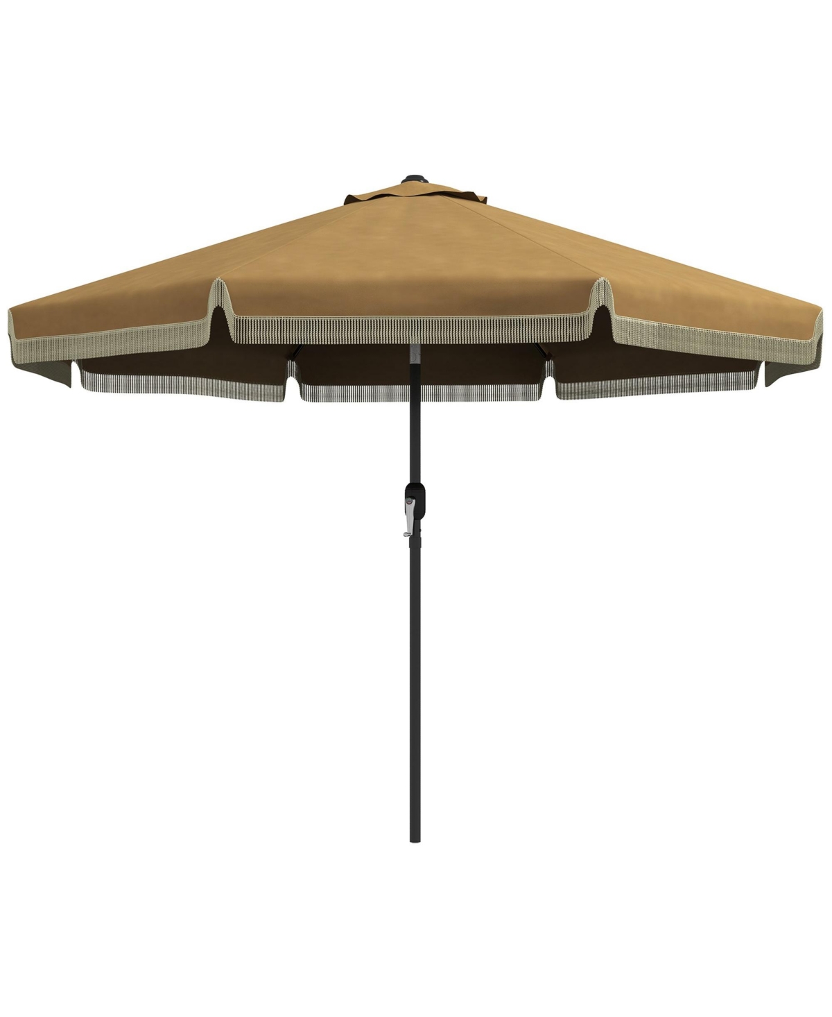9ft Patio Umbrella with Push Button Tilt and Crank, Ruffled Outdoor Market Table Umbrella with Tassles and 8 Ribs