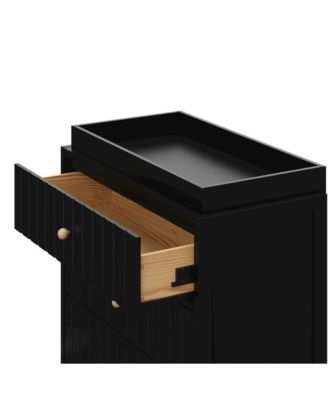 Teddi 3 Drawer Chest with Changing Table Topper (Black)