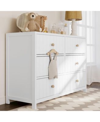 Teddi 6 Drawer Double Dresser (White)