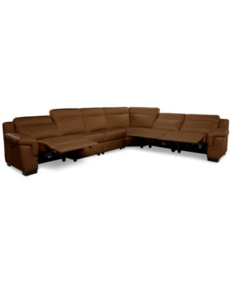 Julius II 6-Pc. Leather L Sectional with 3 Power Recliners