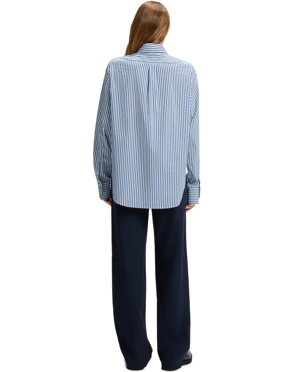 Hugo Boss Boss By  Women's Cotton-blend Striped Blouse In Blue