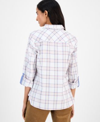 Women's Providence Plaid Cotton Roll-Tab-Sleeve Shirt