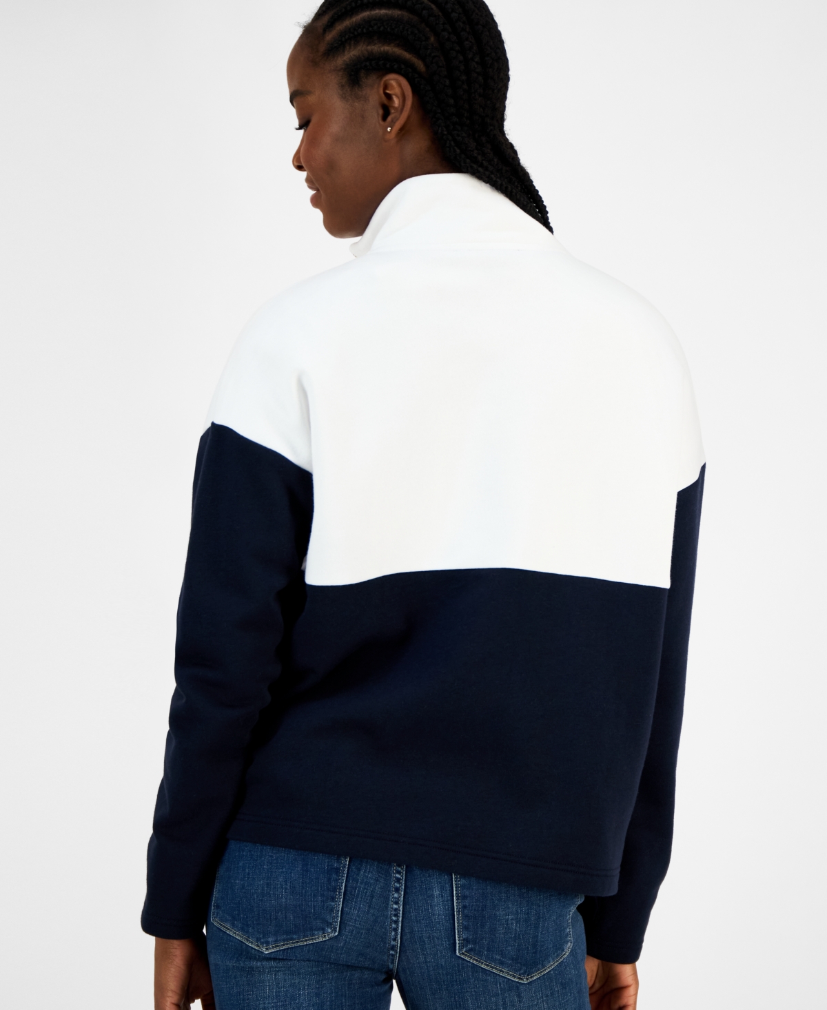 Tommy Hilfiger Women's Colorblock Quarter Zip Sweatshirt In Blue