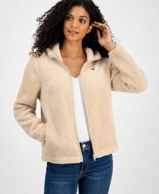 Women's Zip-Front Long-Sleeve Sherpa Jacket 