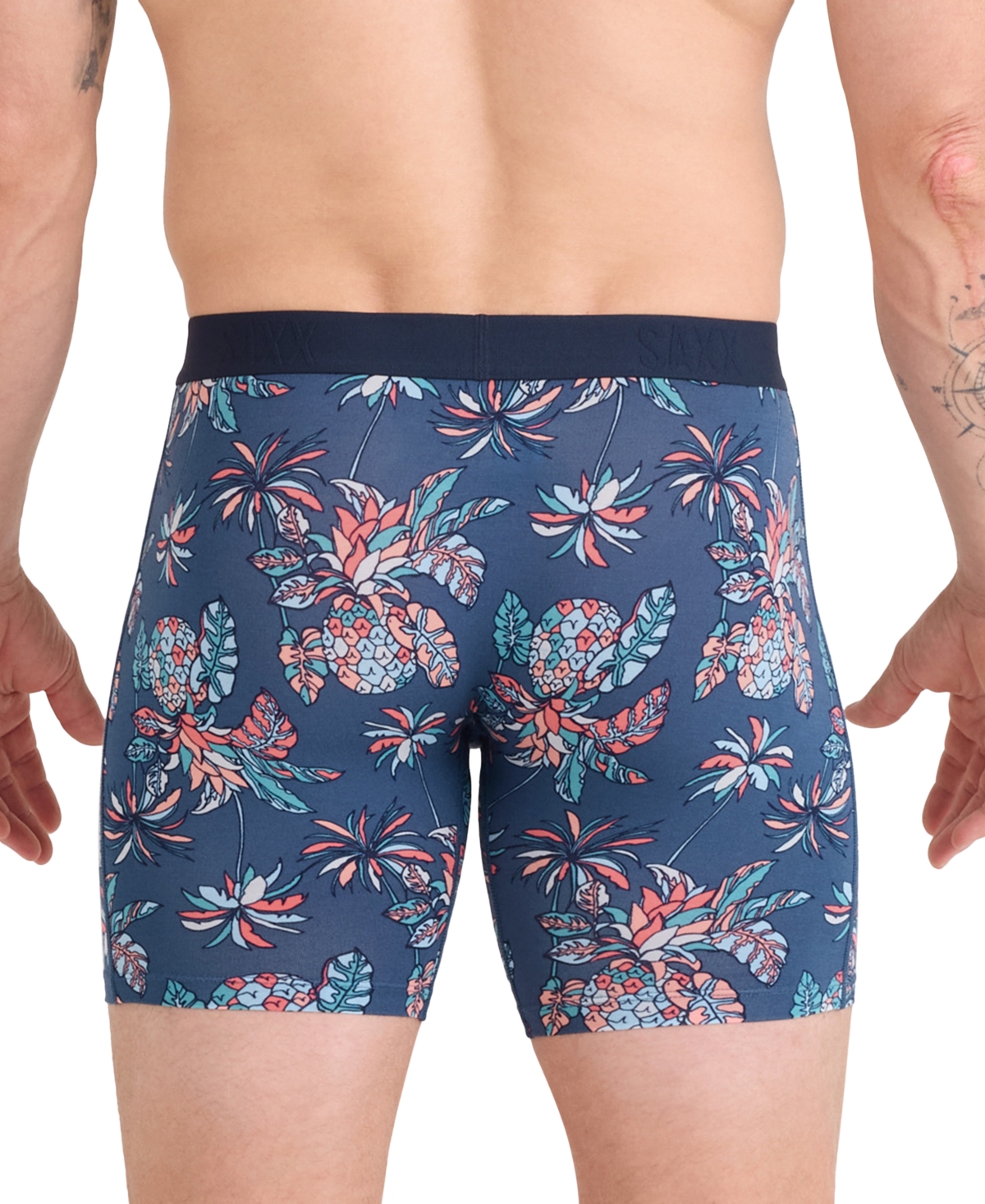 Saxx Men's Vibe Xtra Slim-fit Printed Boxer Briefs In Blue