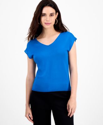 I.N.C. International Concepts Petite Double-V-Neck Cap-Sleeve Sweater, Macy's Exclusive