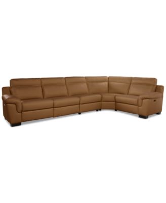 Julius II 5-Pc. Leather L Sectional with 3 Power Recliners