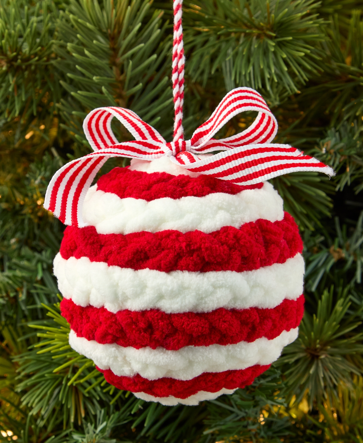 Holiday Lane Heritage Soft Red Stripe Ball Ornament, Macy's Exclusive In Multi