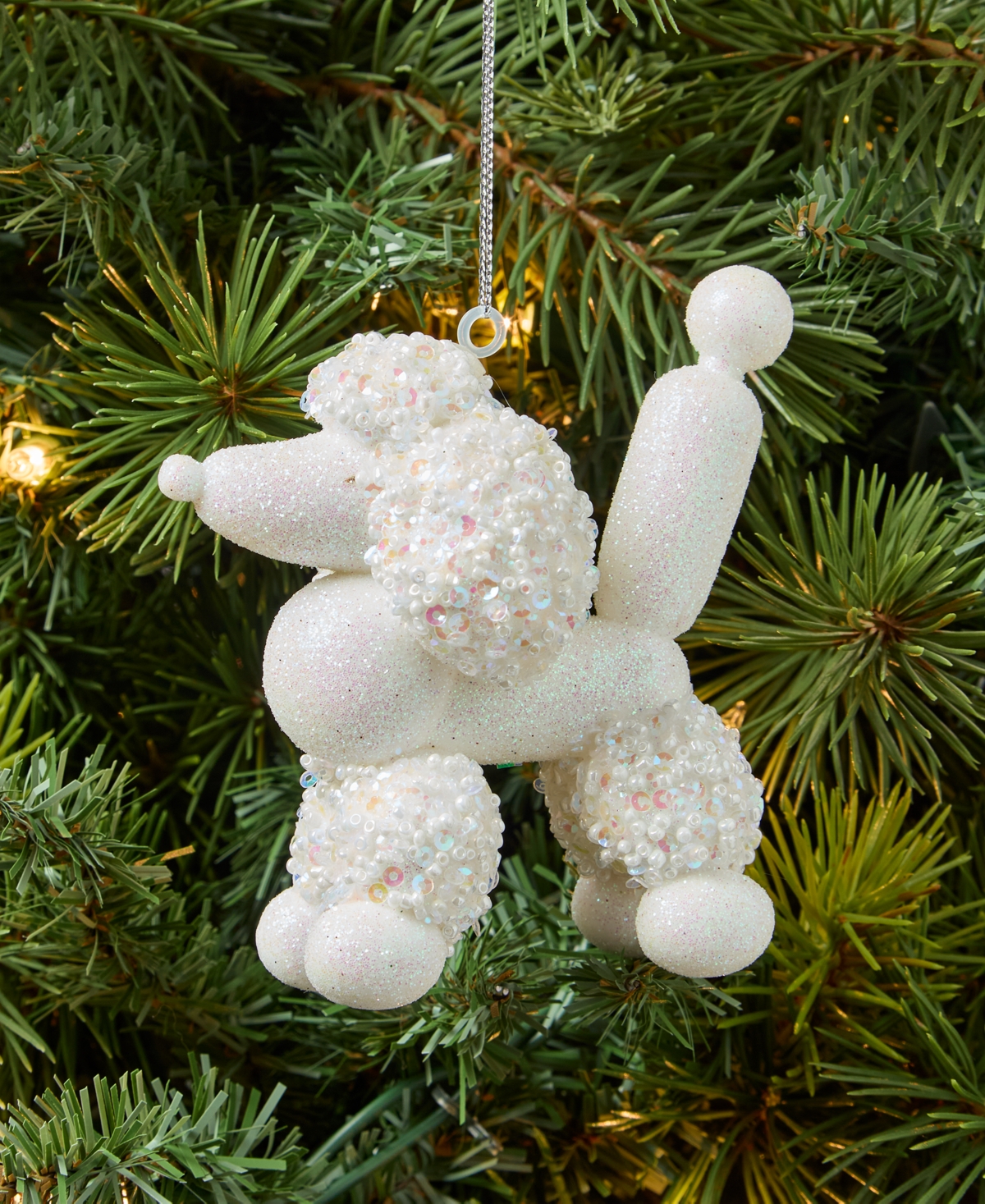 Holiday Lane Pastel Shine White Poodle Ornament, Macy's Exclusive In Multi