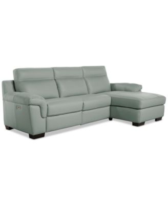Julius II 3-Pc. Leather Chaise Sectional with 2 Power Recliners, Macy's Exclusive