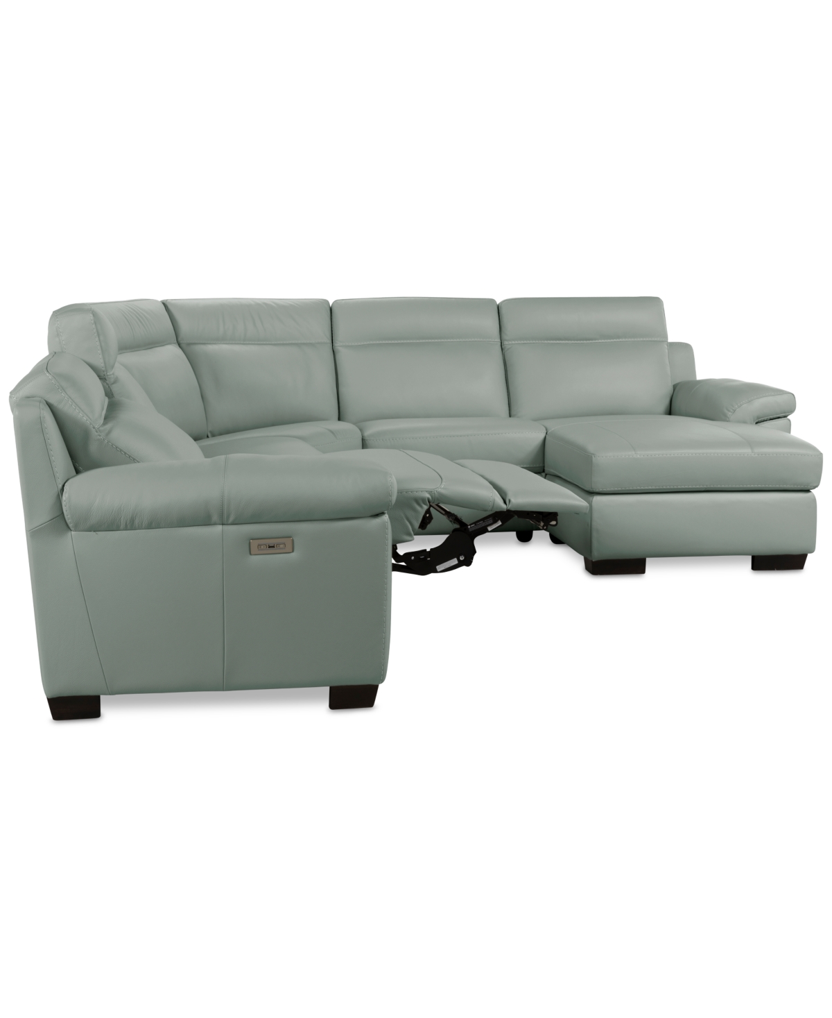 Macy's Julius Ii 5-pc. Leather Chaise Sectional With 1 Power Recliner,  Exclusive In Gray