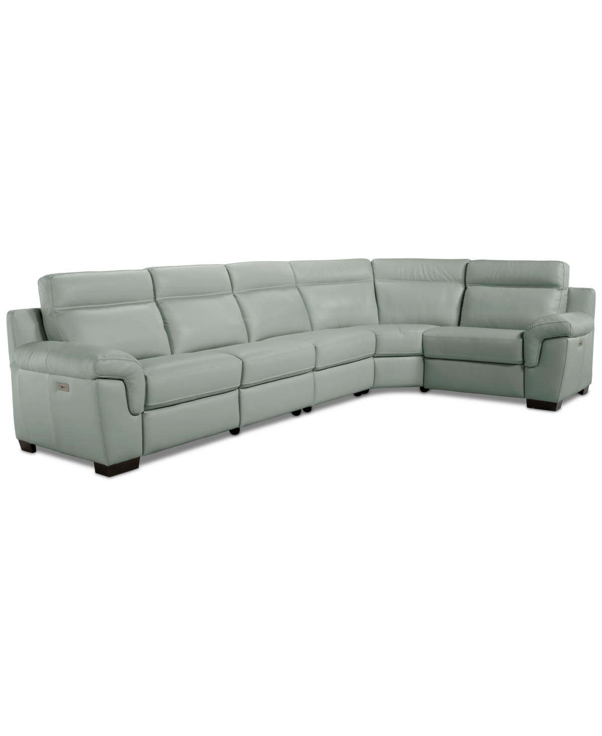 Macy's Julius Ii 5-pc. Leather L Sectional With 2 Power Recliners,  Exclusive In Gray