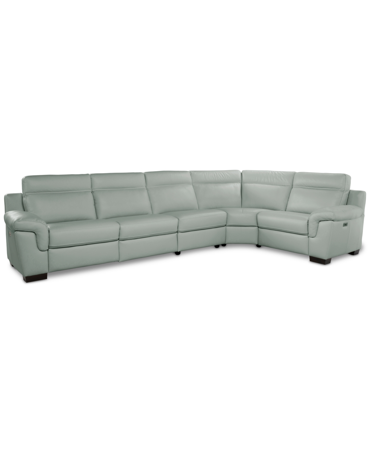 Macy's Julius Ii 5-pc. Leather L Sectional With 3 Power Recliners,  Exclusive In Gray