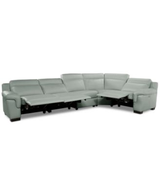 Julius II 5-Pc. Leather L Sectional with 3 Power Recliners, Macy's Exclusive