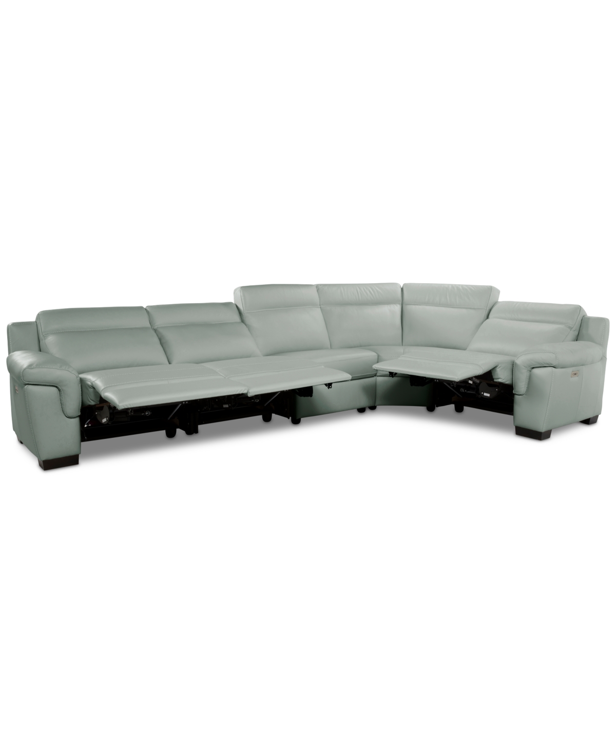 Macy's Julius Ii 5-pc. Leather L Sectional With 3 Power Recliners,  Exclusive In Gray