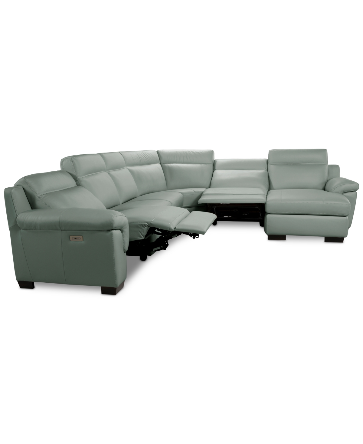 Macy's Julius Ii 6-pc. Leather Chaise Sectional With 2 Power Recliners,  Exclusive In Gray