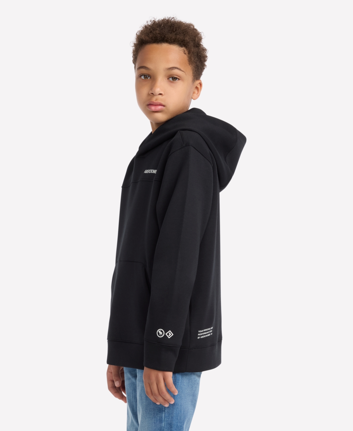 Abercrombie Boys Ypb Neoknit Technical Pullover Hoodie In Black