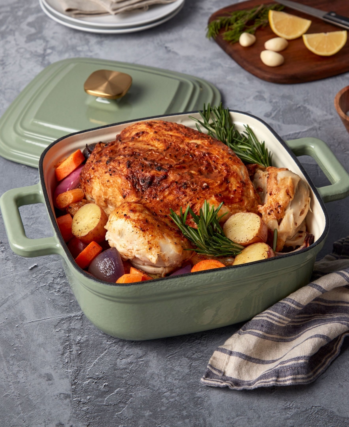 Smith And Clark Smith & Clark Enameled Cast Iron 4-qt. Square Dutch Oven In Green