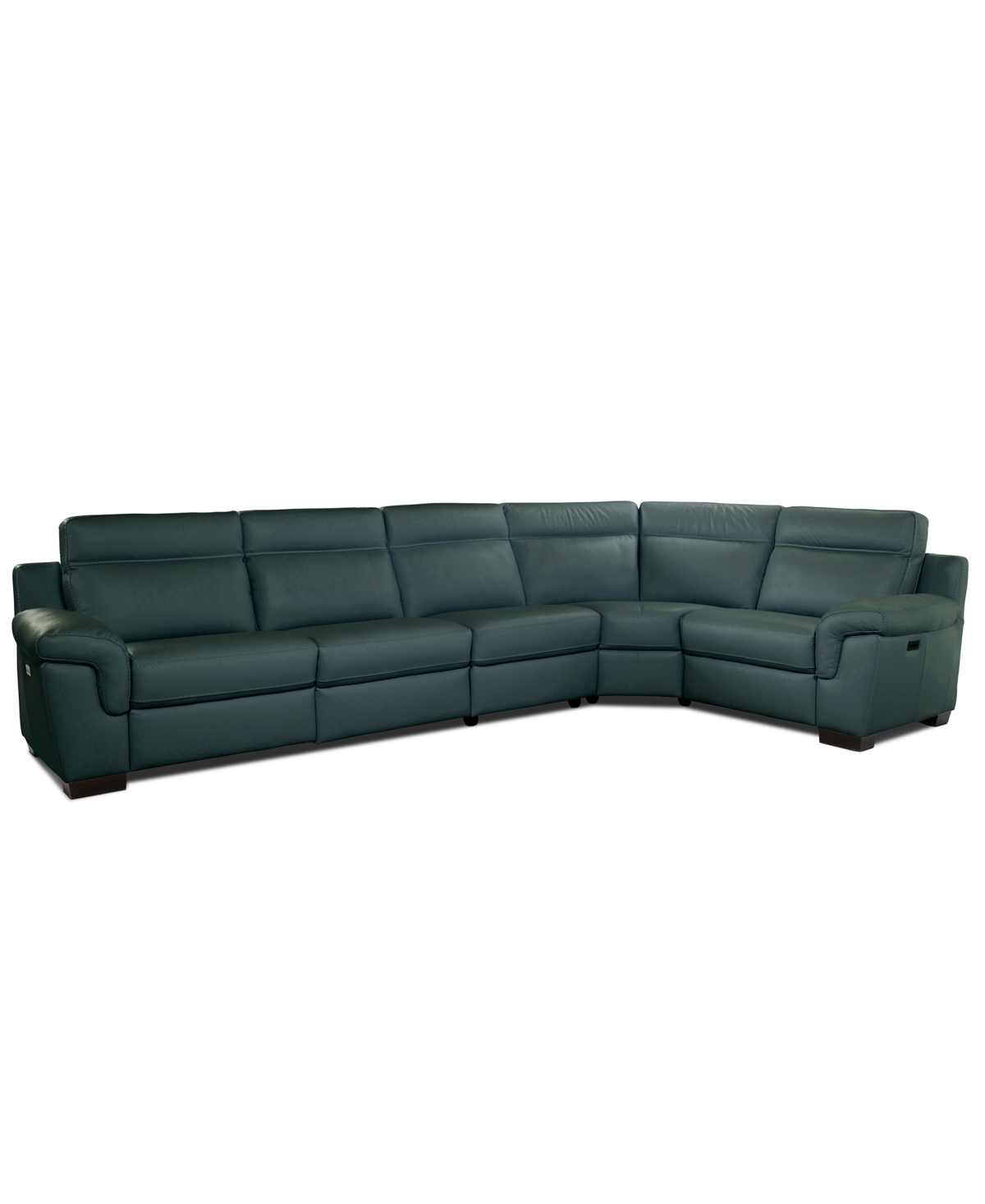 Macy's Julius Ii 5-pc. Leather L Sectional With 3 Power Recliners,  Exclusive In Blue