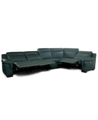 Julius II 5-Pc. Leather L Sectional with 3 Power Recliners, Macy's Exclusive