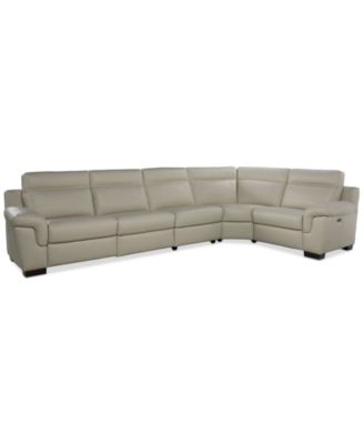 Furniture - Julius II 5-Pc. Leather L Sectional with 3 Power Recliners